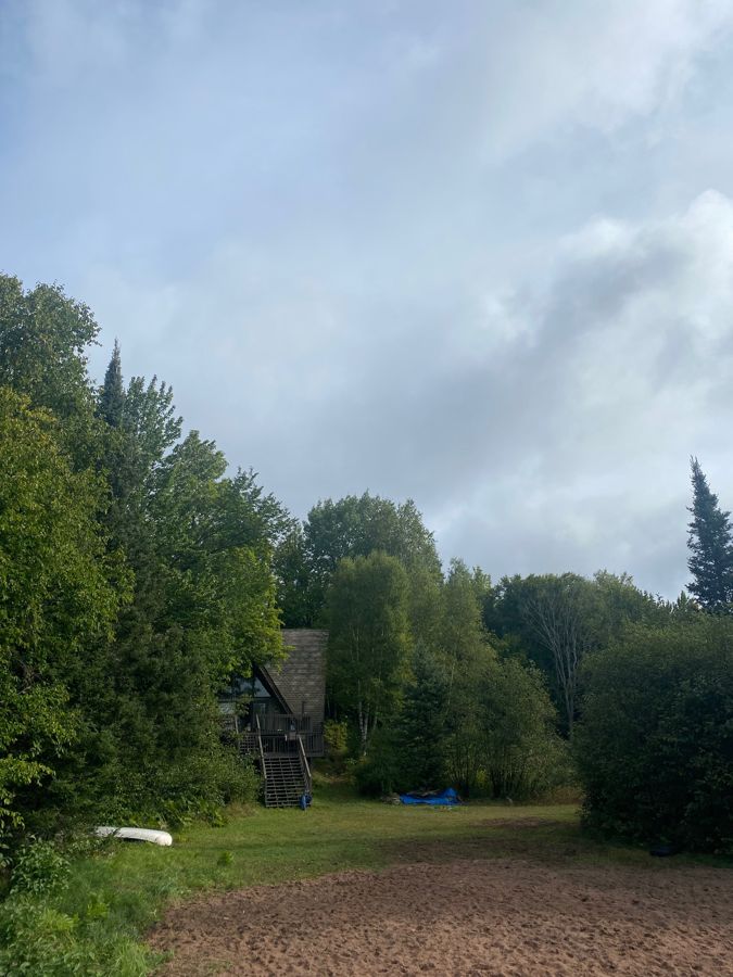 The A-frame seen across the yard from the beach